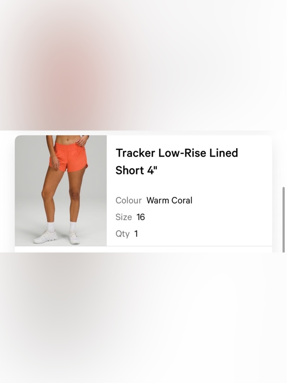 Lululemon Low-Rise Lined 4” Shorts in Warm Coral
